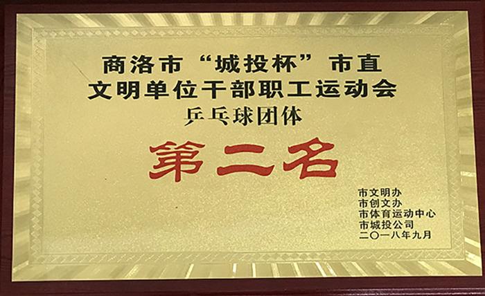 商洛市“城投杯”市直文明單位干部職工遠動會品乓球團體第二名
